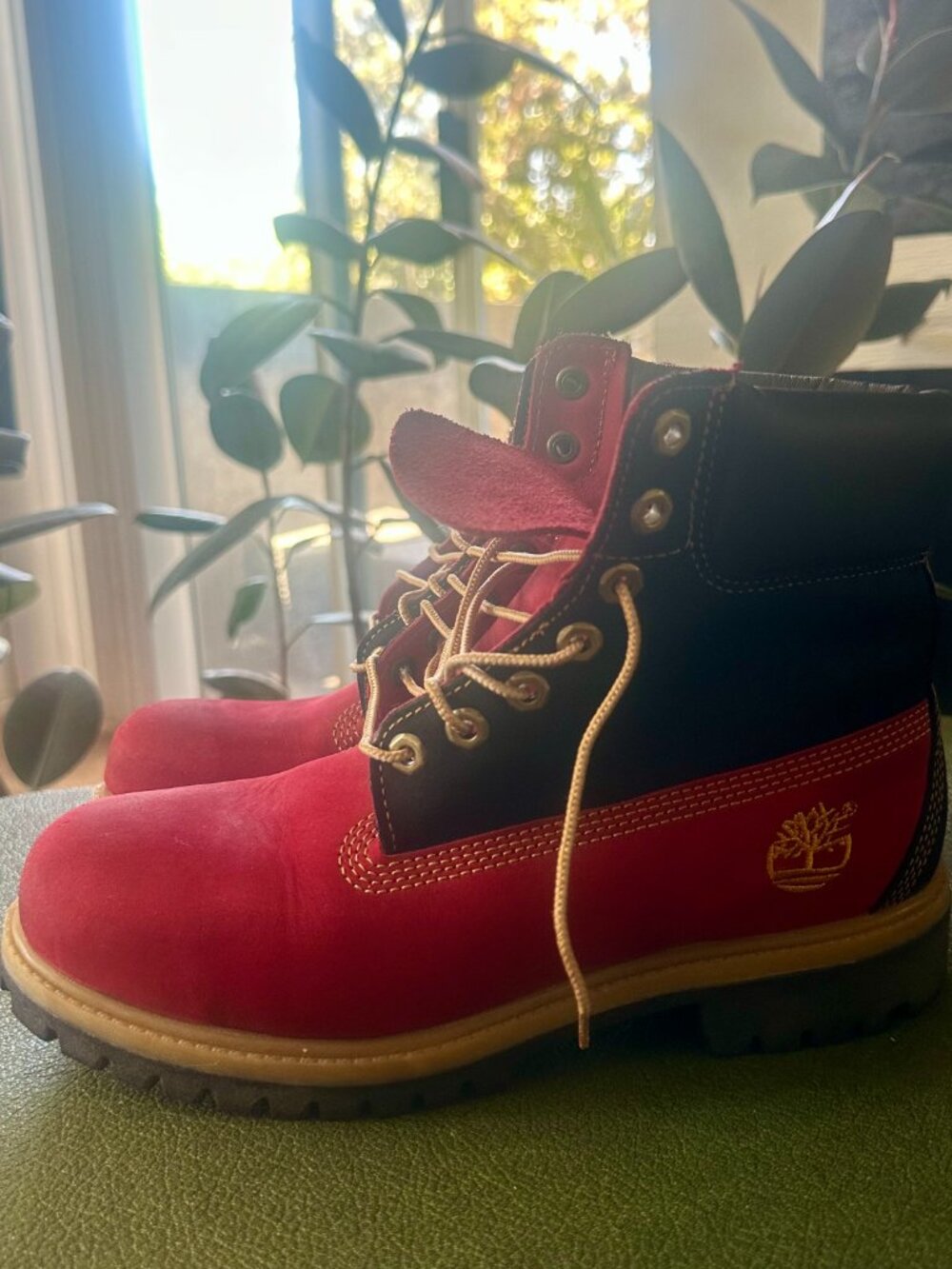 Custom Red & Black Timberland Boots Men’s Size 7 Hip Hop Streetwear - Picture 5 of 13